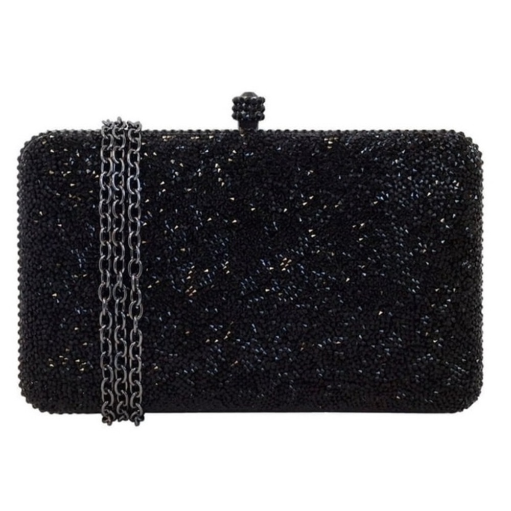 {NWT} JNB Black Crystal Hard Case Evening Bag
